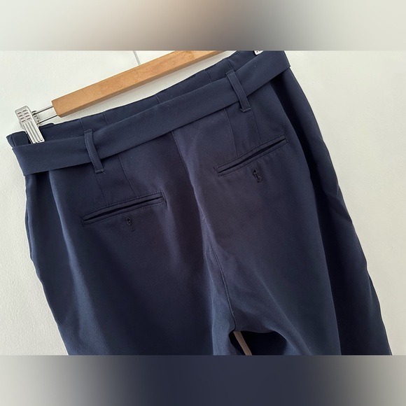 RW&CO Navy : Crepe Paperbag Ankle Pant with Sash/Belt - Picture 3 of 4